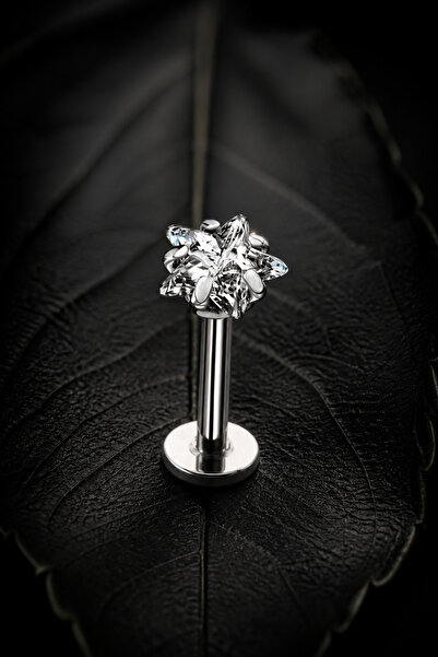 Sinsemilla Jewelry Çiçek Zirkon Çelik 6x1.2mm Labret Piercing