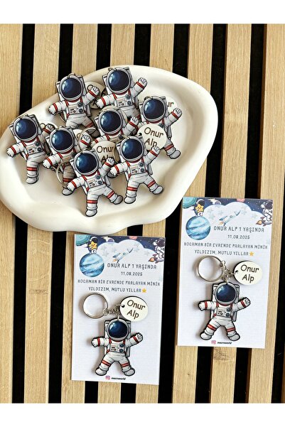 macra world Astronot - Uzay Temalı Bebek / Çocuk / Doğum Günü Hediye Anahtarl...