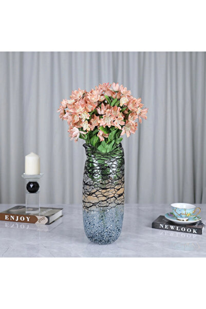 Al Hadaya Mall Glass vase with a luxurious classic design - colored - 14x37cm