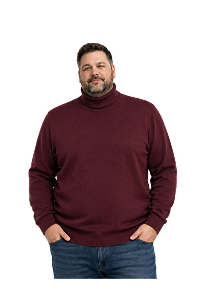 BattalModa Men's Large Size Burgundy Full Fisherman Knitwear Sweater 3Xl-4Xl-...
