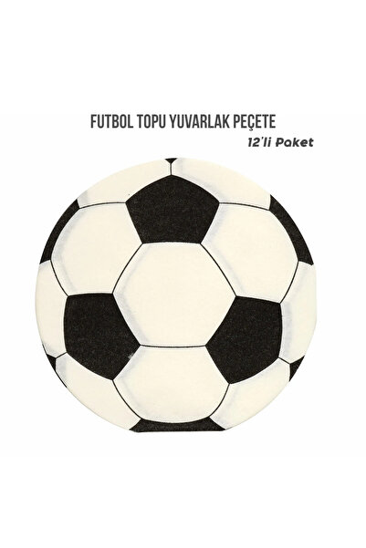 parti pera Siyah Beyaz Futbol Topu Yuvarlak Kağıt Peçete 12'li Paket