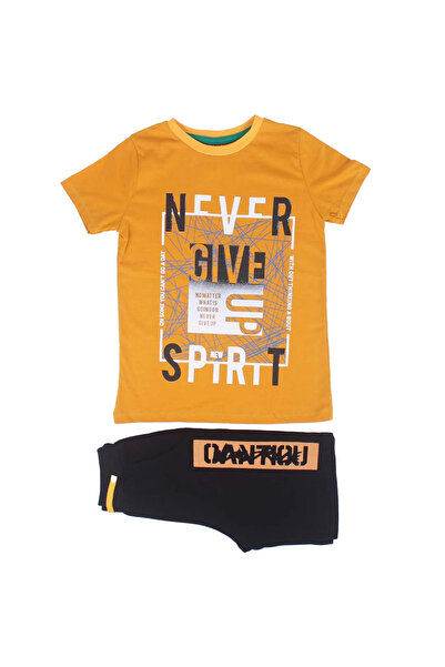 bebegen Boy's Yellow and Black Never Written Shorts 2-Piece Set