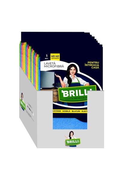 Misavan Display lavete microfibra intreaga casa Brilli, 40X40cm, 30bucati/dis...