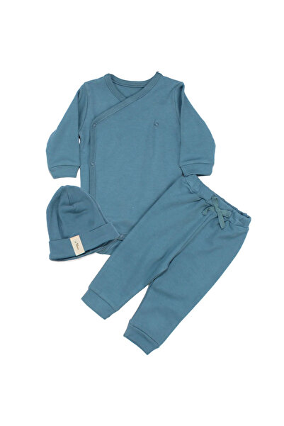 bebegen Unisex Blue Bodysuit Beret 3 Piece Set