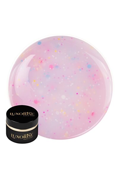 LUXORISE UV Construction Nail Gel Confetti Cake 15ml, Birthday Blast