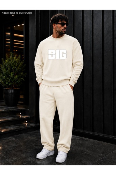 caddekombin Men's Dream Big Slogan Printed Crew Neck Regular Fit Men's Tracks...