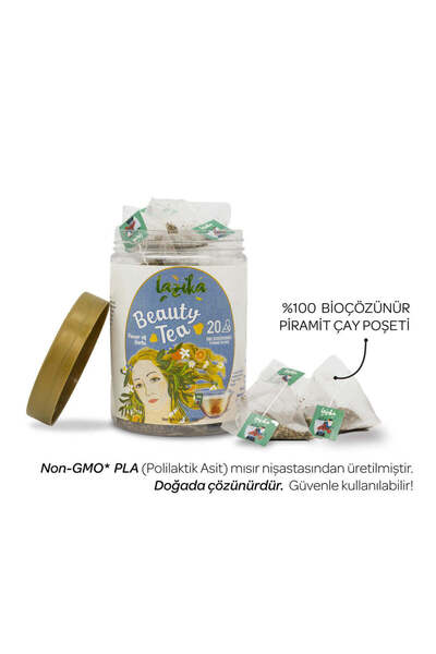 LAZİKA (Set of 2) Beauty Tea - Green Tea, Nettle, Rooibos, Licorice, Avocado Leaf (2*20 Pla Bags)
