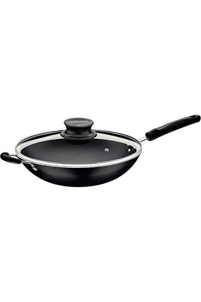 TRAMONTINA Loreto 32cm 4.4L Graphite Aluminum Wok Pan with Interior Starflon ...