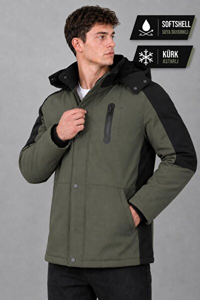 ByTrend معطف شتوي من السوفت شيل مبطن بالفرو بلونين PLDP 3041_50525-1