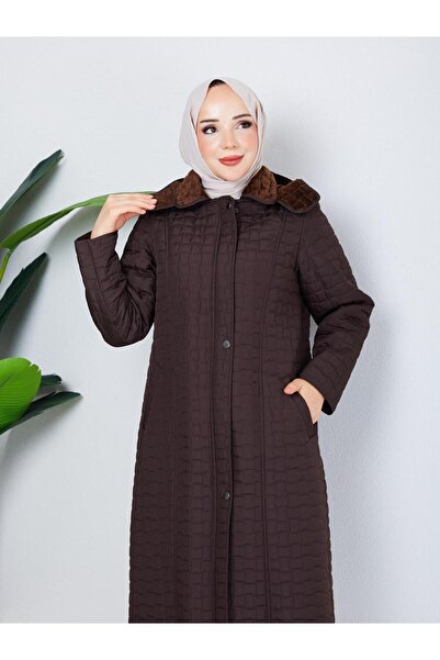 ELBİSHE Büyük Beden Kışlık İçi Tüylü Kapitone Mont CK-1006