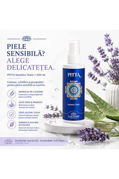 Lakshmi Lotiune Tonica Ten Sensibil PITTA 200 ml, cu Hidrolat de Lavanda, Alo...