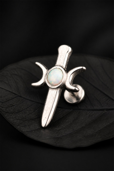 Sinsemilla Jewelry Kılıç Ay Çelik 7x1.2mm Labret Piercing