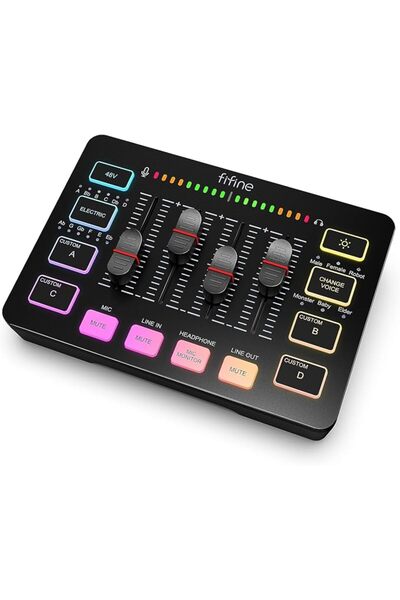 Fifine خلاط صوت للألعاب Ampligame SC3 مع واجهة ميكروفون XLR