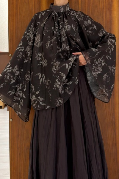 fayaboutique.com Kahverengi Flowers Velissa Bluz