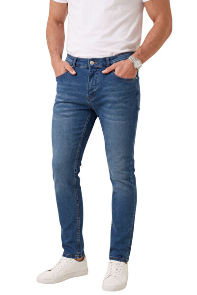 DeepSEA Men's Slim Fit Lycra Navy Blue Jeans – Narrow Leg Slim Stretch Jeans ...