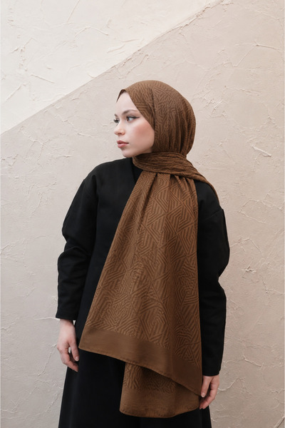 efdal şal eşarp Line Pattern Jacquard Shawl