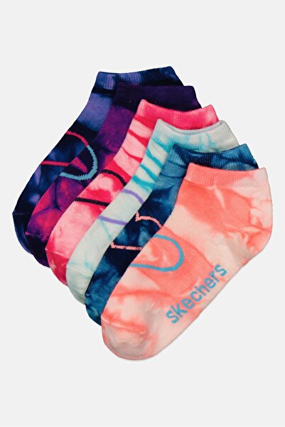 SKECHERS Kids Girl 6 Pair Tie Dye Low Cut Socks, Multicolor