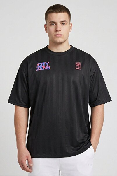Puma x Manchester Men Oversized Fit Brand Logo Football Jersey, Black