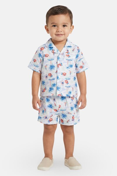 Baby Essentials Toddlers Boy 3 Pieces Graphic Print Tops And Short Set, Multi...