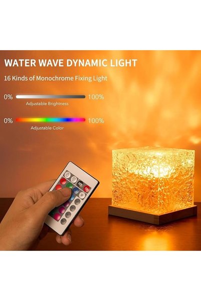 Generic Ocean Wave Projector Light, 16-Color Northern Lights Cube Lamp, 3D Holographic Water Ripple Romantic