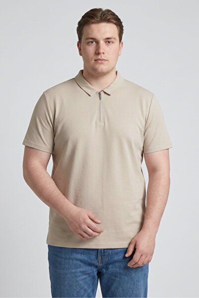 Garment Research London Men Regular Fit Plain Short Sleeve Polo Shirt, Taupe