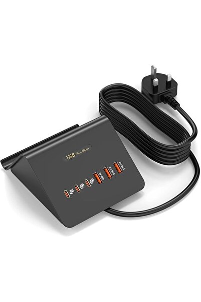 VHBW شاحن USB-C، محطة شحن USB بـ 6 منافذ، شاحن USB متعدد المنافذ للآيفون والآ...