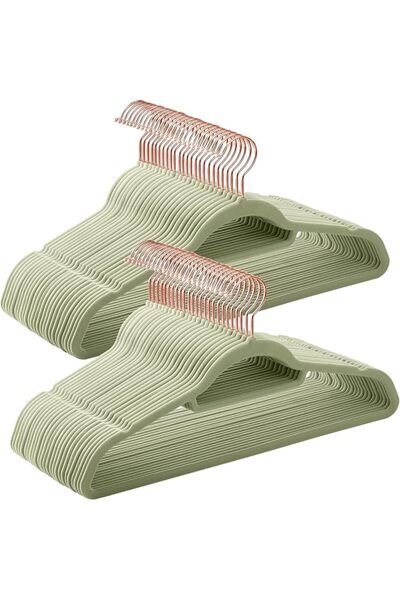 SONGMICS Velvet Hangers, Set of 50 Clothes Hanger with Rose Gold Swivel Hook,...