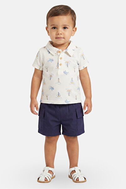 Baby Essentials Toddlers Boy 2 Piece Graphic Print Polo Shirt And Short Set, ...