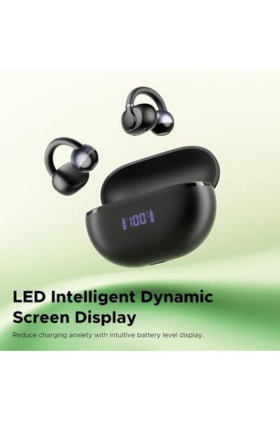 GENERAL NC1 Open Ear Earbuds, Bluetooth 5.4 Clip-On Headphones with 11mm Drivers, Smart LED Display, App Con