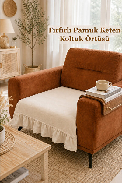 SADEN HOME FIRFIRLI PAMUK KETEN KOLTUK ÖRTÜSÜ , BOHEM TARZ , TEKLİ KOLTUK , 6...