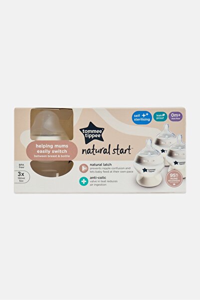 tommee tippee 3 Pieces Baby Feeding Bottles 150ml, Clear