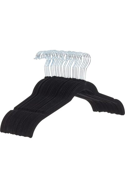 Amazon basics Slim, Velvet, Non-Slip Shirt Clothes Hangers, Black/Silver - Pa...