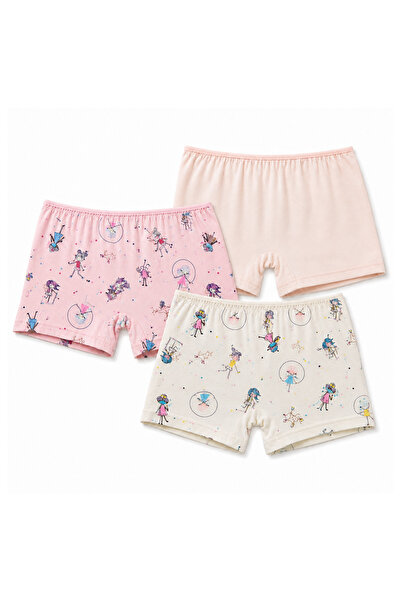 hepbaby Devojčice, 100% pamučne bokserice sa uzorkom, 3 komada, roze, 2-9 godina