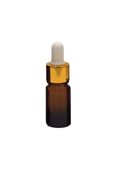OEM Amber glass bottle with pipette, gold pipette cap/white rubber, 5ml