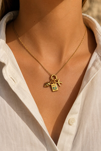 morbella Women's Necklace Gold Travel Themed Airplane Passport Seashell Charm...