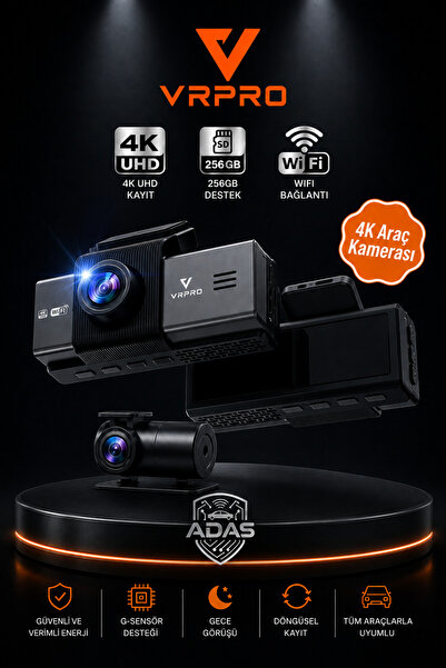 4K UHD Wifi Araç Ön-Arka Kayıt Kamerası ADAS Destekli 256GB Fonksiyonel EYRON Kamera