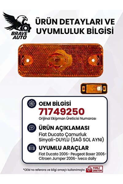 Fiat Ducato-Boxer-Jumper-Daily Yan Sinyal Duylu (SAĞ SOL AYNI) 71749250