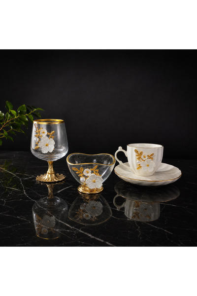 Elta Collection 6 Kişilik 24 Parça Kahve Sunum Seti Fincan set - Lokumluk - K...