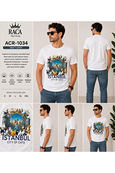 Erkek/Unisex Regular Fit Normal Kesim %100 Pamuklu Yumuşak Dokulu Emprime İstanbul Baskılı Tişört