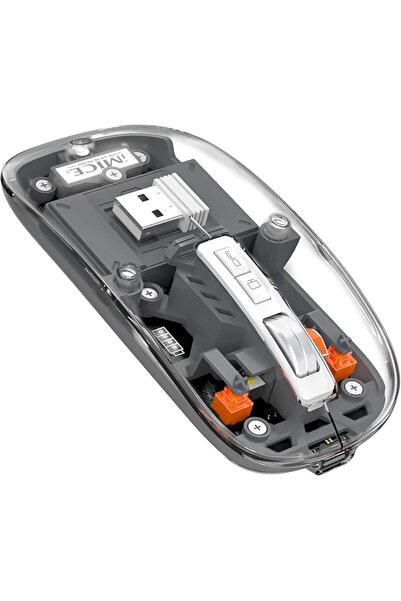 Generic T100 Rechargeable Wireless Mouse - Dual Mode, Transparent | 2.4GHz + ...