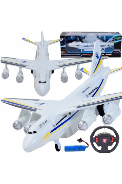 Skleplolki Avion de pasageri RC de jucărie cu lumini LED și acumulator