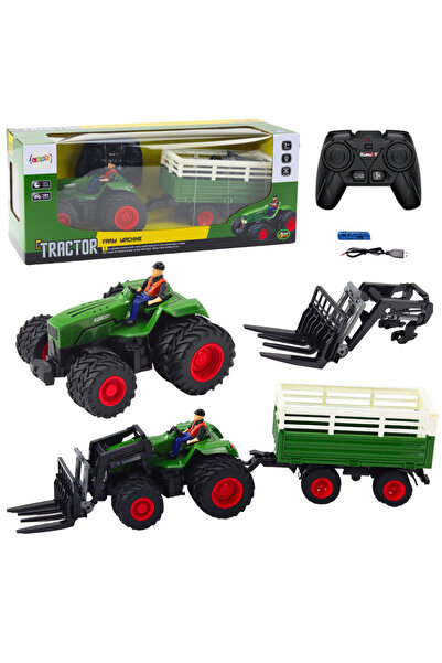 LEAN Tractor Agricol cu Telecomanda, Remorca si Roti Duble, 3 ani+