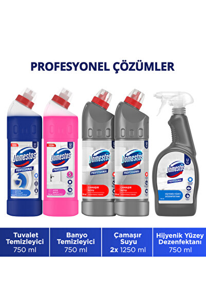 Domestos Çamaşır Suyu 1250m lx2 Yüzey Dezenfektanı 750ml x1 Tuvalet Temizleyi...