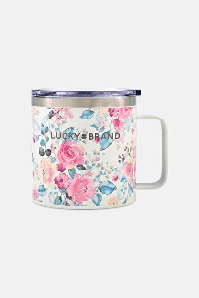 LUCKY BRAND Double Wall Insulated Stainless Steel Floral Coffee Mug With Lid ...