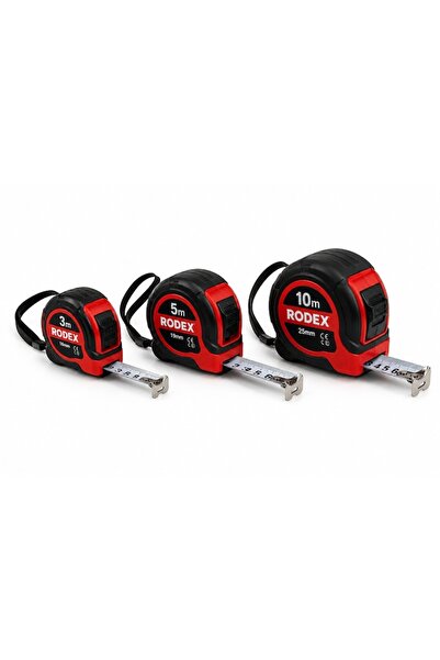 Rodex Set 3 Measuring Tapes, 3 m x 16 mm + 5 m x 19 mm + 10 m x 25 mm, Steel ...