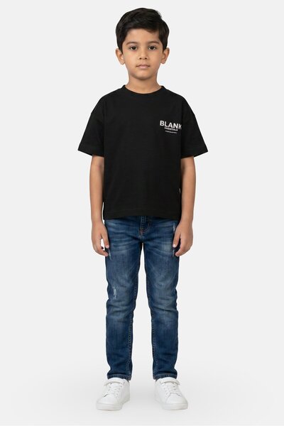 BLANK ESSENTIALS Kids Boy Brand Logo Short Sleeve T-Shirt, Black