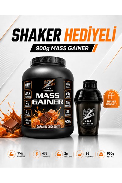 zax nutrition Mass Ganier CARAMEL CHOCOHALTE AROMALI + SHAKER GİFT HEDİYE