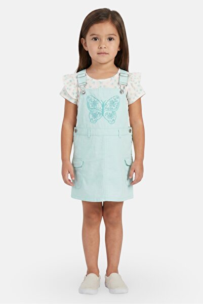 Little Lass Toddlers Girl 3 Pieces Embroidered Dress And Top With Hair Clip S...