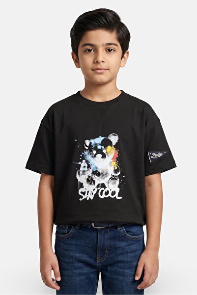 Peoples Market Kids Boy Graphic Print Short Sleeve T-Shirt, Black