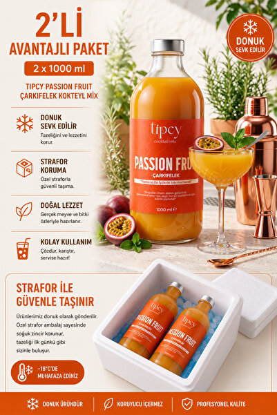 By Tüfekçi Tipcy Passion Fruit Çarkıfelek Kokteyl Mix 2 x 1000 ml – Donuk İçe...